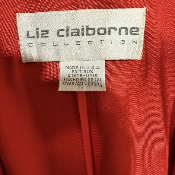 Liz Claiborne 100% Red Wool Double Breasted Blazer Vtg Gold Buttons Women Size 4 - Picture 4 of 7